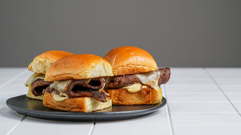 Cheesesteak Sliders with Caramelized Onions and Dijon Aioli