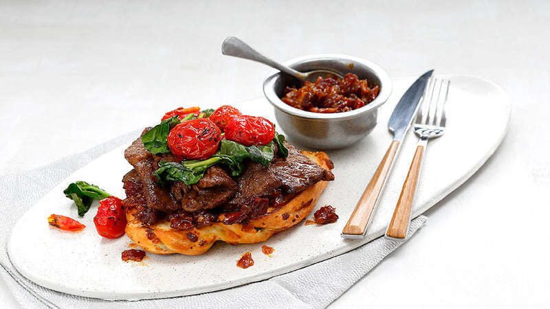 NY Strip Slices with Kurobuta Bacon Jam Sandwich